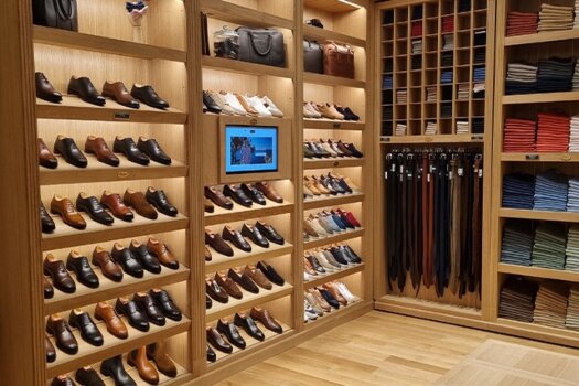 Wall of shoes and accessories