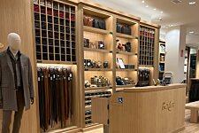 Counter and leather accessories at Bexley Valencia store