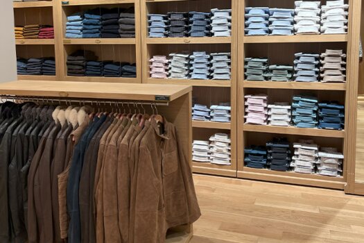 Jackets and shirts neatly displayed at Bexley Valencia