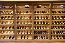Wall of shoes and trainers in a Bexley store
