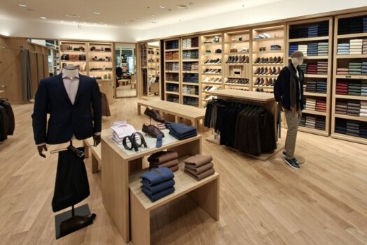 Interior of Bexley Rives d'Arcins men's shoes and clothing store
