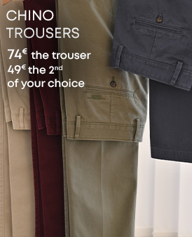 Men’s cotton chinos in various colours