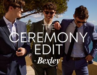 Three men wearing elegant navy blazers and suits for special occasions