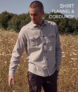 Man wearing a beige corduroy shirt