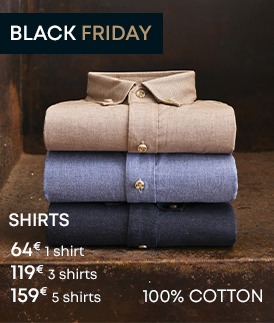 Three folded cotton shirts, Black Friday offer