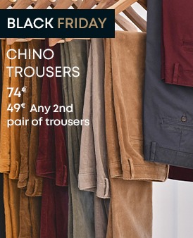 Men’s cotton chinos in various colours