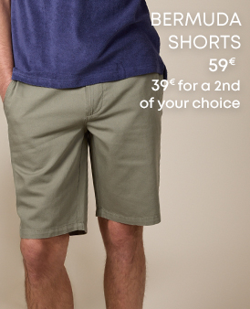 Men’s olive green Bermuda shorts, straight fit