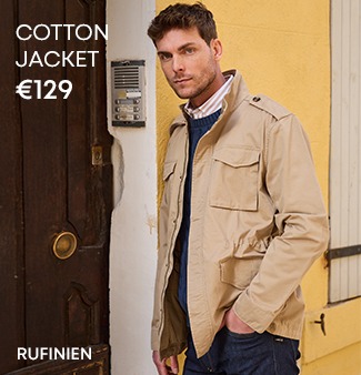 Man wearing a lightweight beige coat