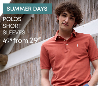 Men’s short-sleeve polo in brick red cotton