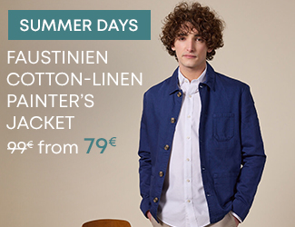 Faustinien cotton-linen painter’s jacket in blue