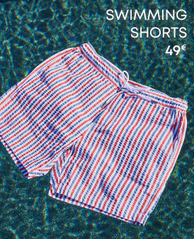 Swim suit in light blue and red