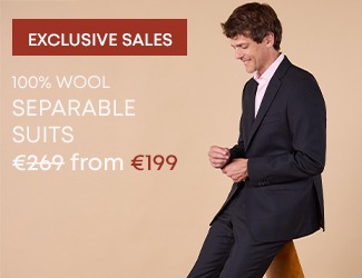 Man wearing a wool mix-and-match suit on promotion