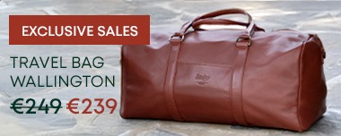 Men's brown cognac leather travel bag Wallington – Private Sale €239