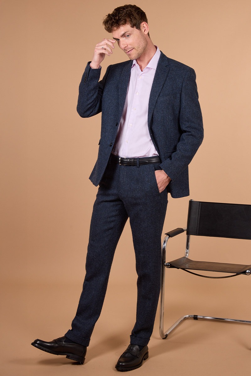 Laurian Navy Herringbone Suit