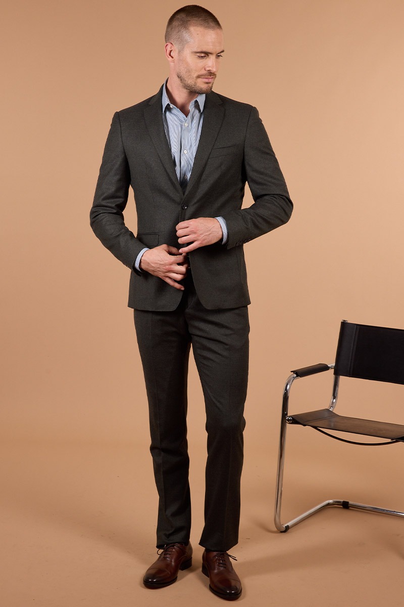 Lazare Dark Green Melange Suit