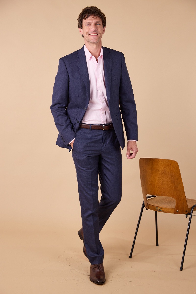 Dark Blue Melange Suit, perfect for the office