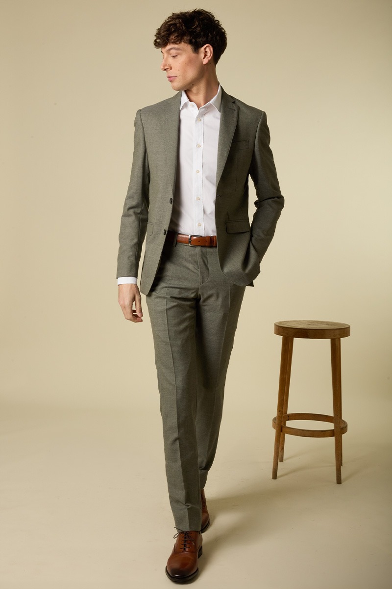 Lazare Light Khaki Melange Suit