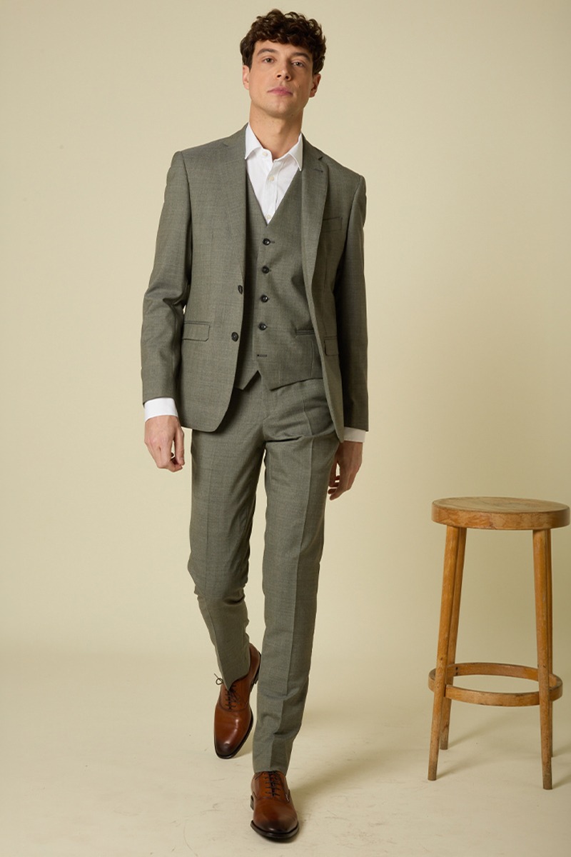 Lazare 3-Piece Light Khaki Melange Suit