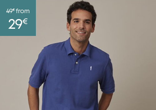 Men’s blue cotton piqué polo shirt
