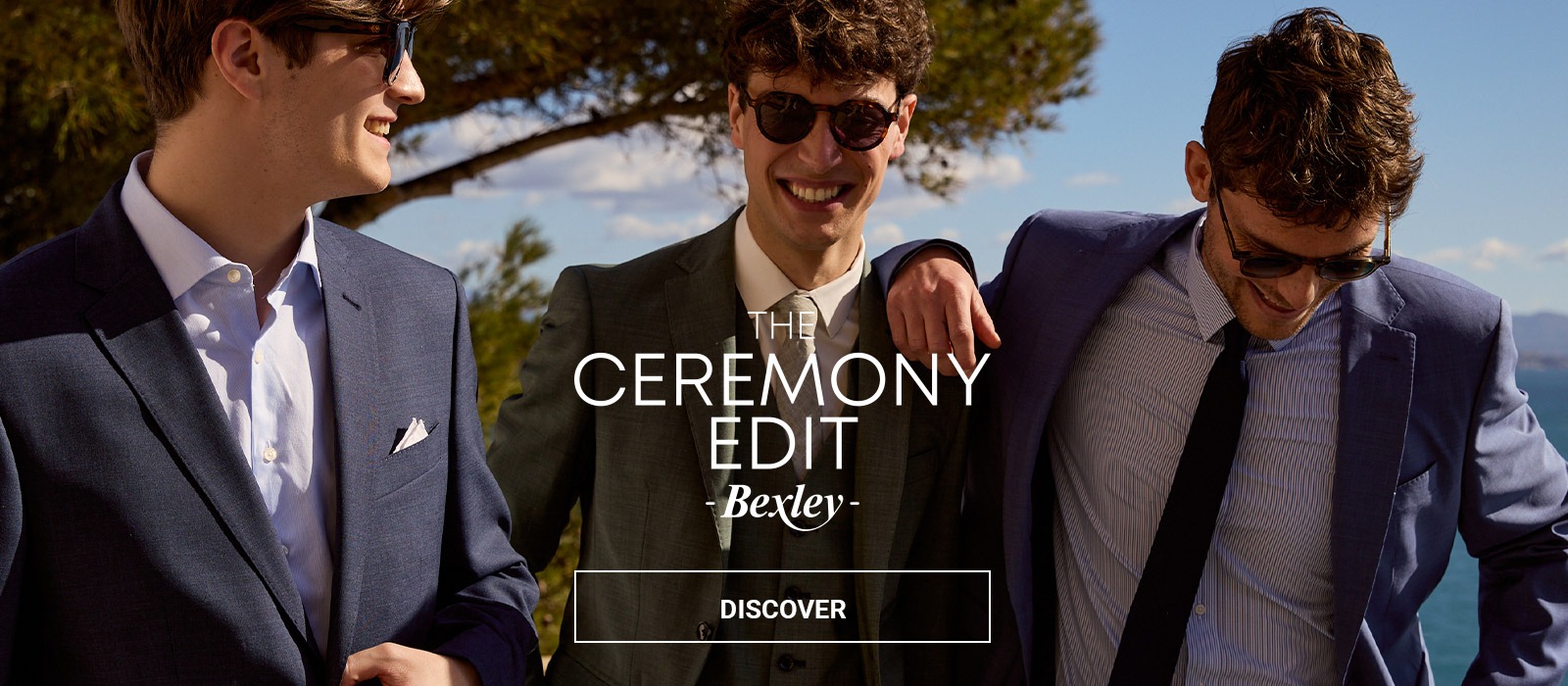 Three men wearing Bexley suits for formal occasions