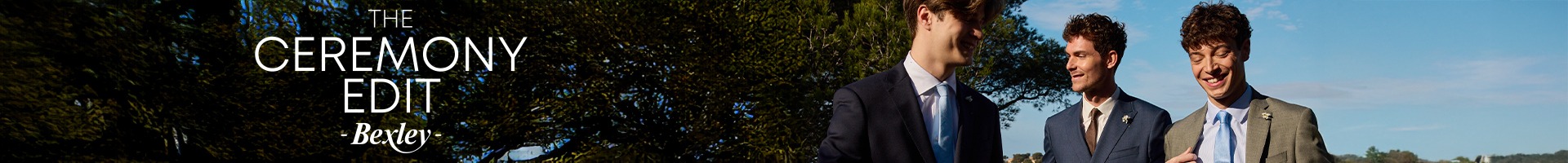 Three men wearing Bexley suits