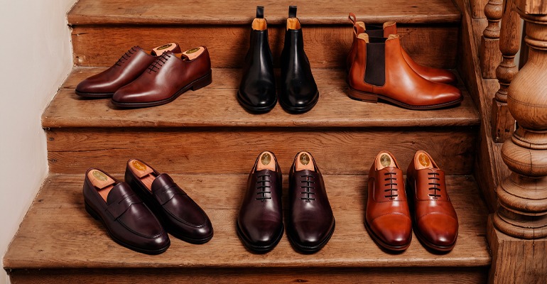 Men's brown leather dress shoes, derbies and loafers