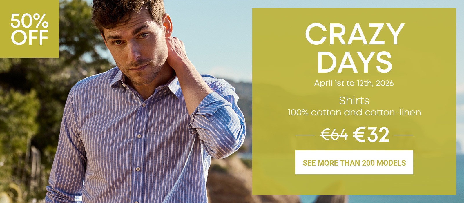 Man wearing striped shirt – Flash Days shirts 50% off