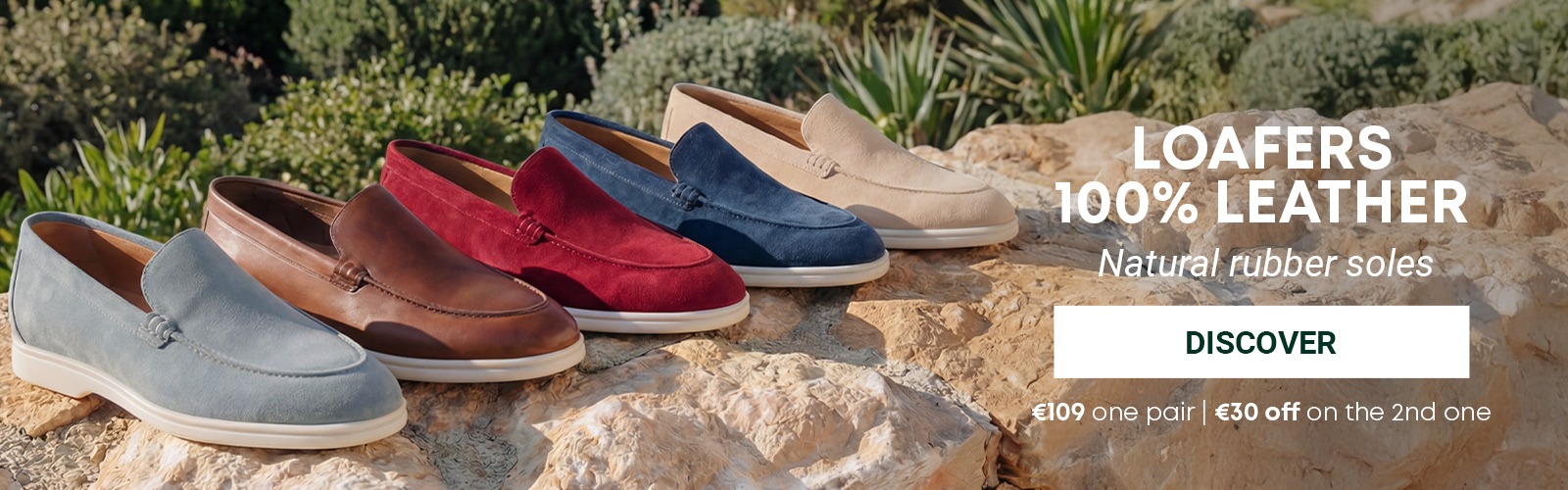 Men's leather and suede loafers in summer colours