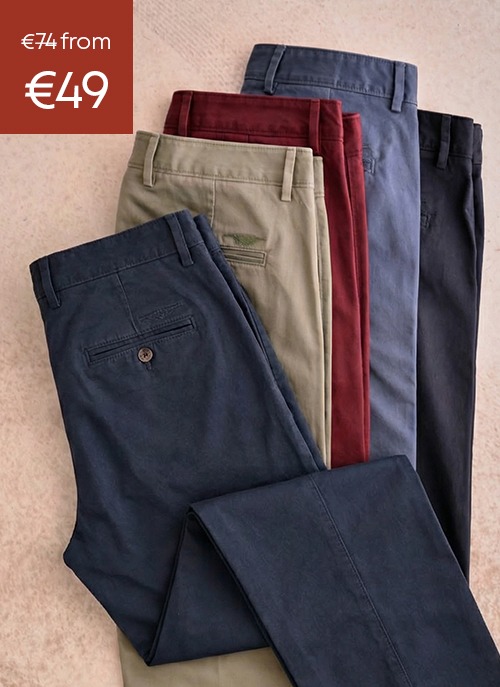 Selection of chinos trousers for men