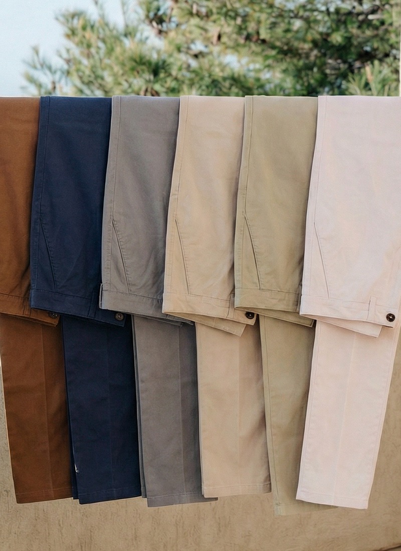 Selection of men's cotton chino trousers
