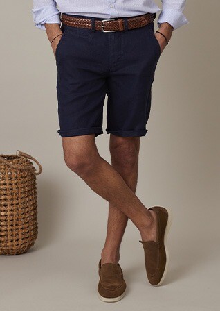 Navy linen shorts - BORYS