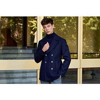 ジャケット・アウター DSQUARED2/Navy Peacoat Dsquared2 Double-Breasted Peacoat In Blue - 55% Off | Editorialist