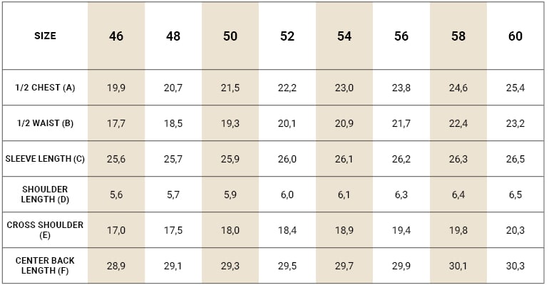 Size Guide for Suits Bexley | Bexley