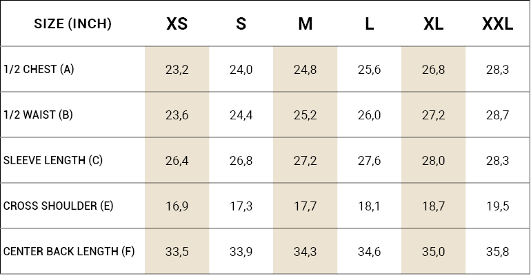 measurements soren's parka