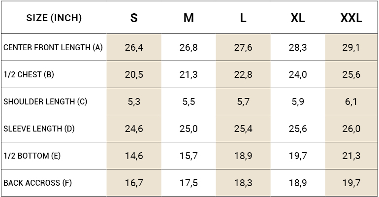measurement tables kanty