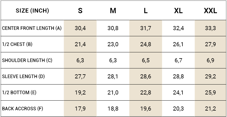 measurement tables kanty