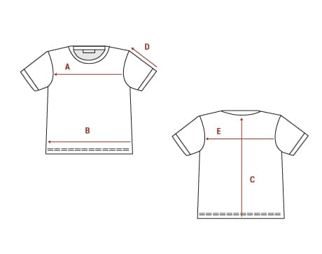 Size Guide for Polos & T-Shirts Bexley