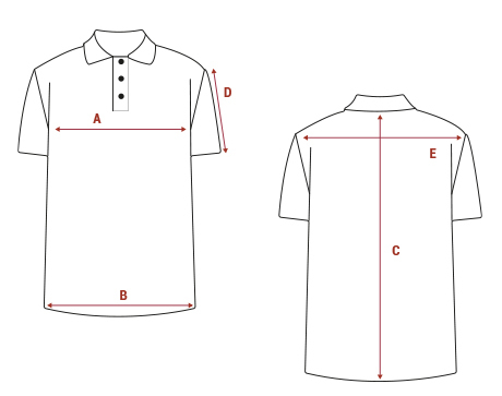 Size Guide for Polos & T-Shirts Bexley | Bexley