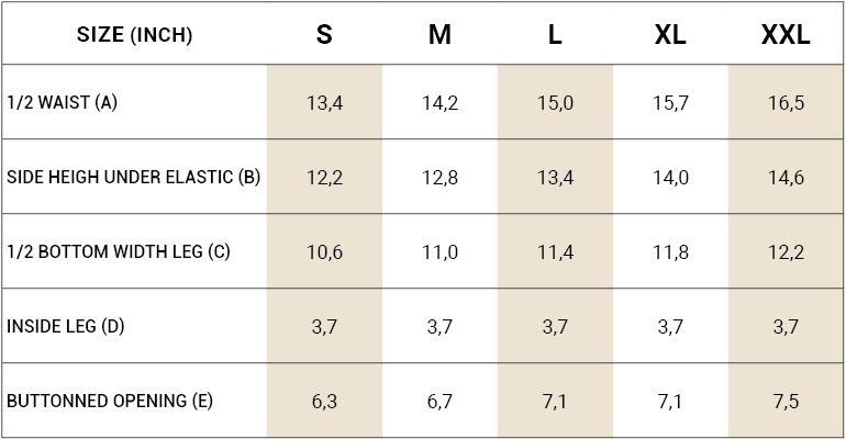 bexley boxer shorts measurement chart