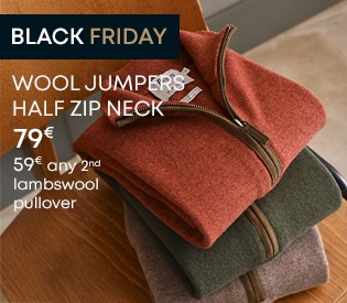 Wool zip neck sweaters, Black Friday offer