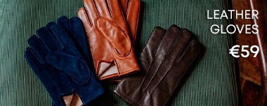 Men's brown, tan and navy suede leather gloves