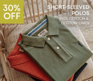 Folded short-sleeve polos in cotton and cotton-linen