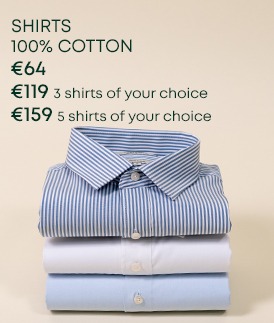 Special offer on men’s 100% cotton shirts.