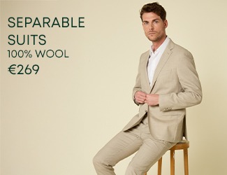 Man wearing a wool mix-and-match suit on promotion