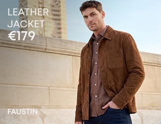 Man wearing a brown suede leather jacket with a brown shirt for an elegant style
