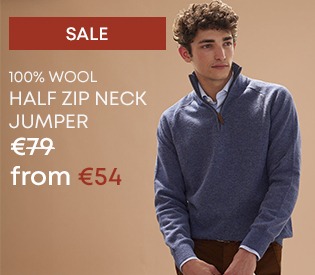 Man wearing a wool half-zip jumper