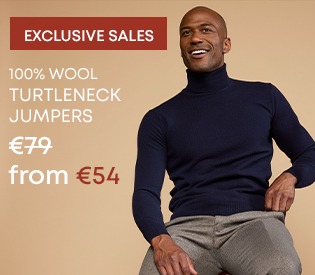 Man wearing a wool turtleneck jumper