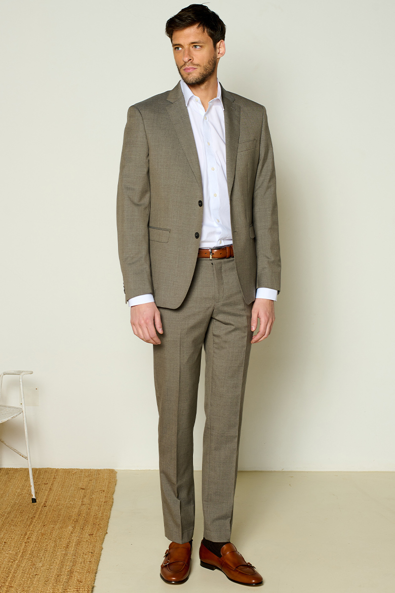 Lazare Taupe Chine Suit, understated and elegant
