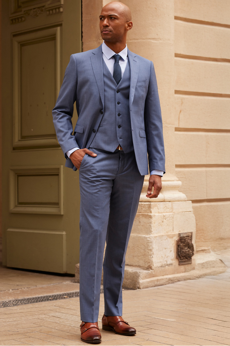 Lazare Light Blue Chine Suit